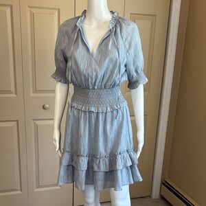 LINI ice blue with metallic thread minidress